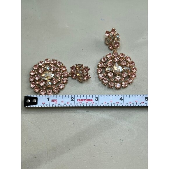 Pierced Earrings Rose Gold Pierced Earrings Pale Pink Crystals Stunning - Picture 6 of 6